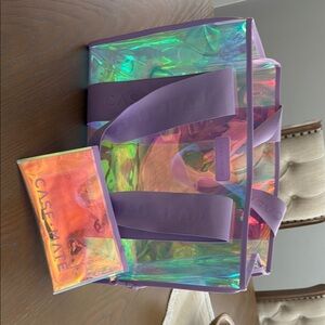 Case-Mate Iridescent Tote and Pouch Set with Purple Straps